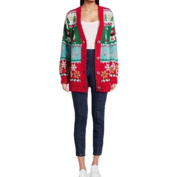 Womens Holiday Time Christmas Gnome Cardigan - Picture 4 of 14